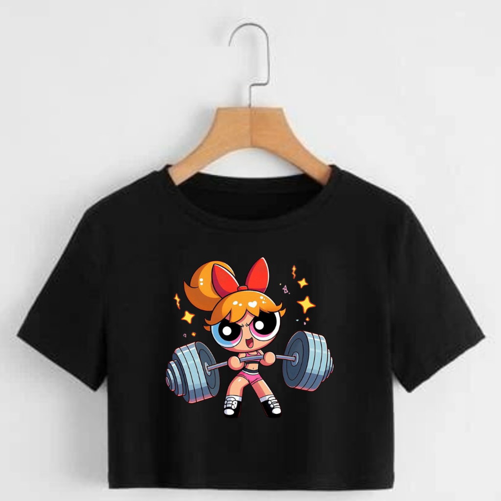 BLUSA CROPPED MENINAS SUPER PODEROSAS FLORZINHA ACADEMIA LANÇAMENTO ...