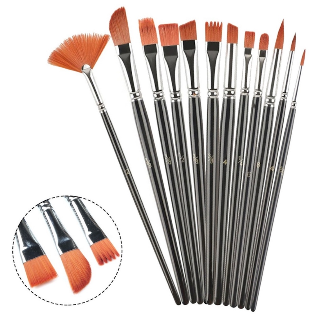 Kit 12 Pinceis Para Pintura Em Tela Aquarela Óleo E Acrílica | Shopee ...