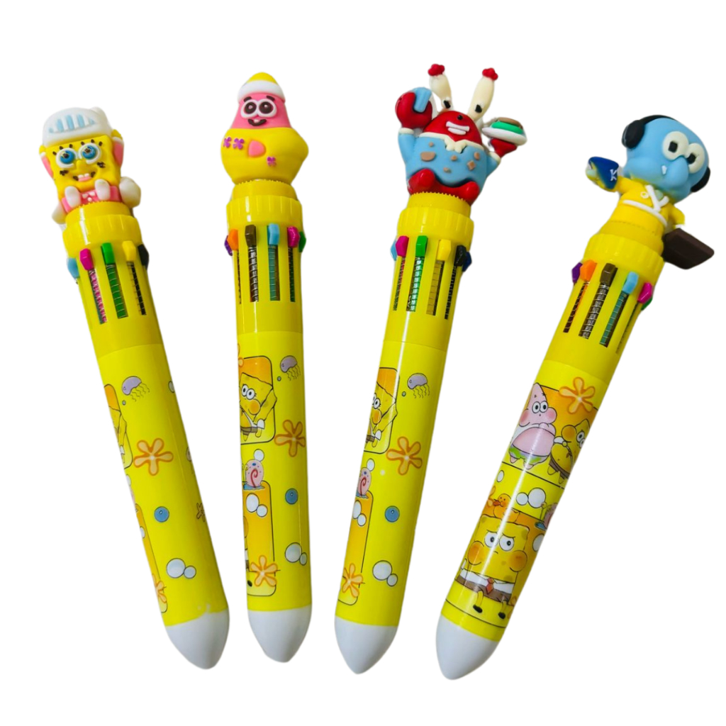Caneta Bob Esponja 10 Cores 3D Esferográfica Escolar Papelaria - 1 ...
