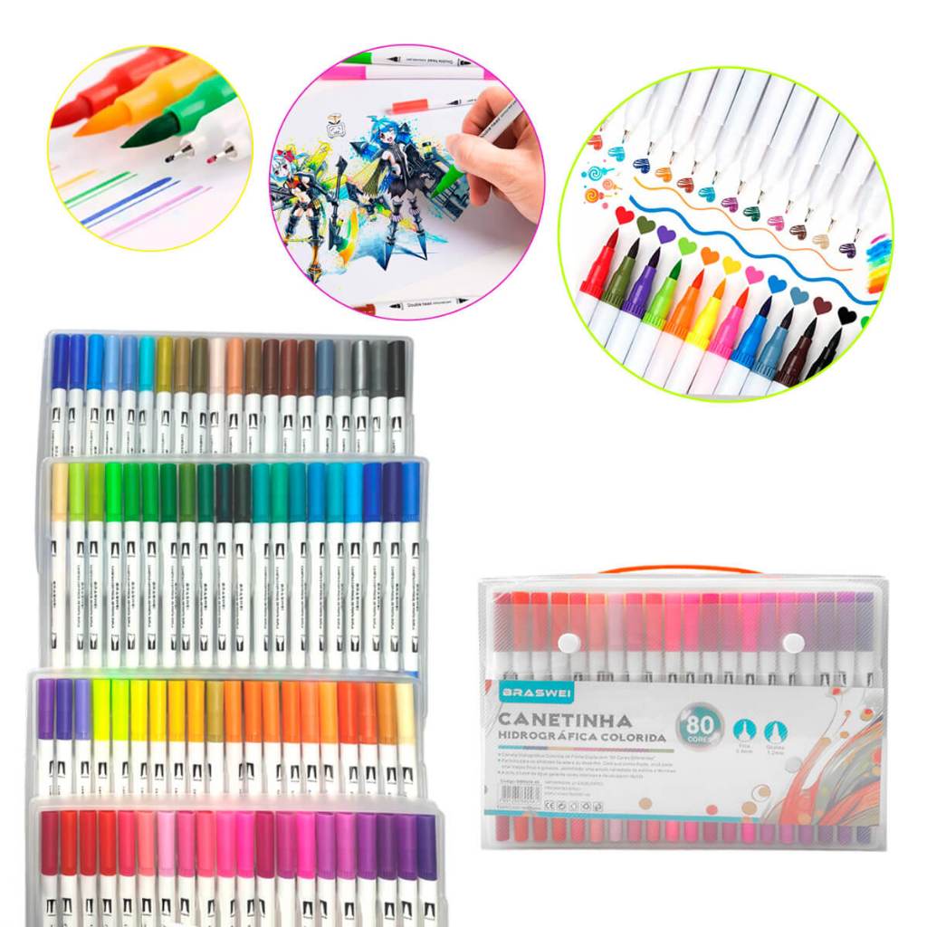 Kit Canetinha Hidrográfica Bobbie Goods Colorida com Até 80 Cores ...