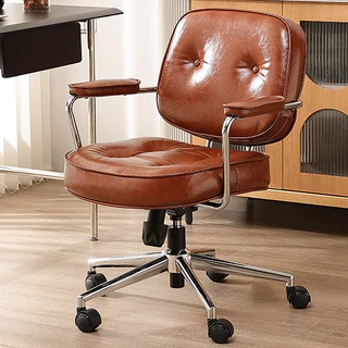 Nova Cadeira Giratória Luxuosa de couro Diretor De Alto Luxo Lazer Retrô Conforto 91cm Marrom