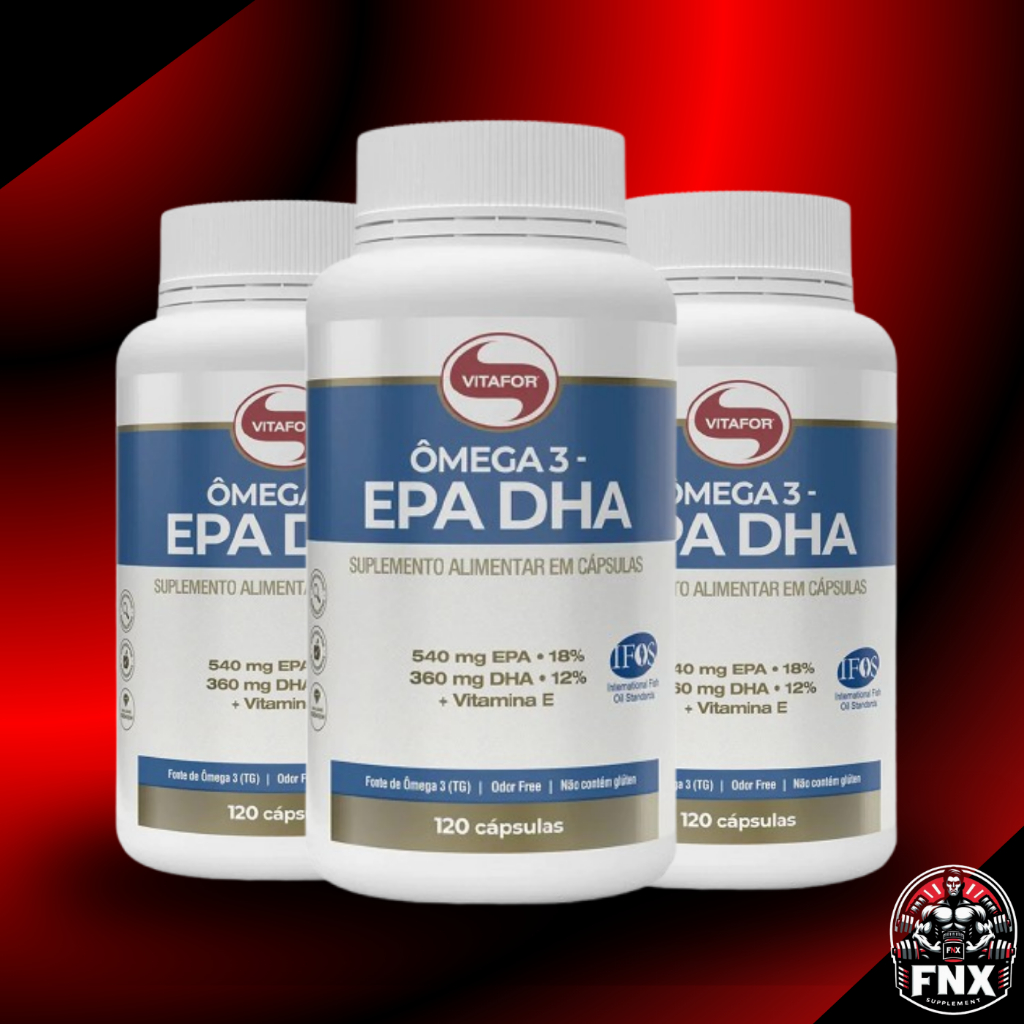 Kit 3x Potes Ômega 3 EPA DHA 1000mg -Vitafor- 120 cápsulas