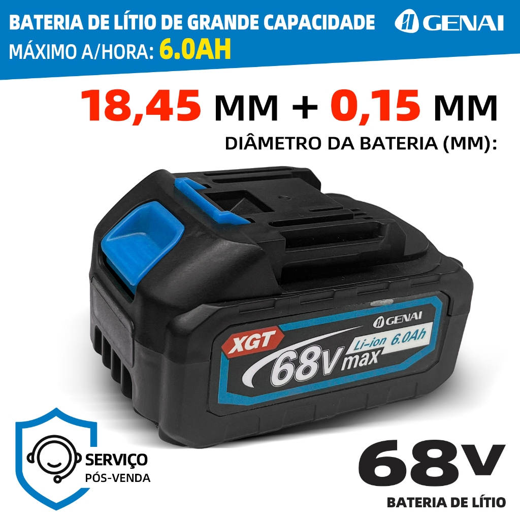 シンイチ Bateria Li-inon 68v 6000mah 6.0Ah Makita Motosserra Parafuradeira