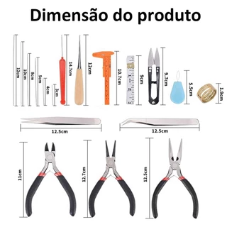 Kit de ferramentas de fabricação de joias com 19 peças e estojo de armazenamento com zíper para artesanato
