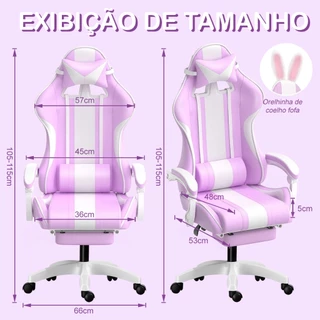 Cadeira Gamer Roxa com Almofadas Cervical/Lombar - Conforto Ergonômico, Reclinável 120°, Braço 1D, Suporta 150kg, Tecido