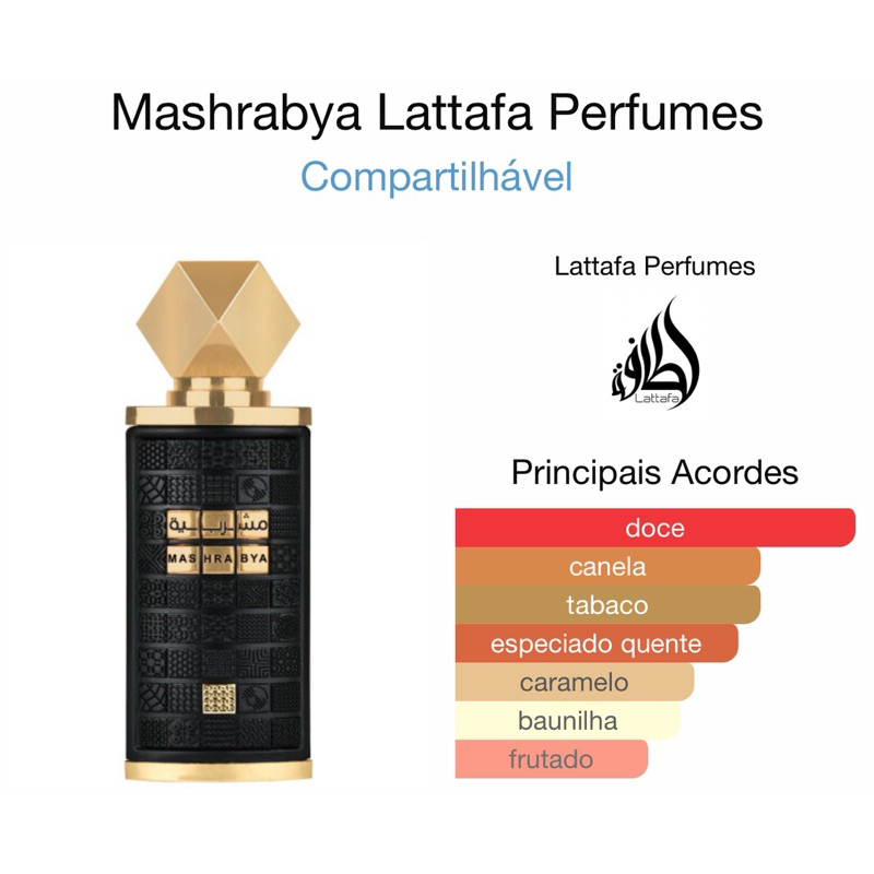 Perfume Árabe Mashrabya By Lattafa EDP 100ml | Shopee Brasil
