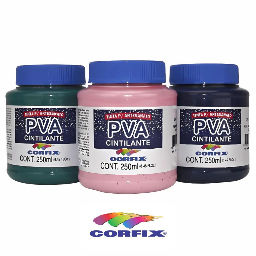 Tinta Pva para Artesanato Corfix Cintilante 250ml - 16221 | Shopee Brasil