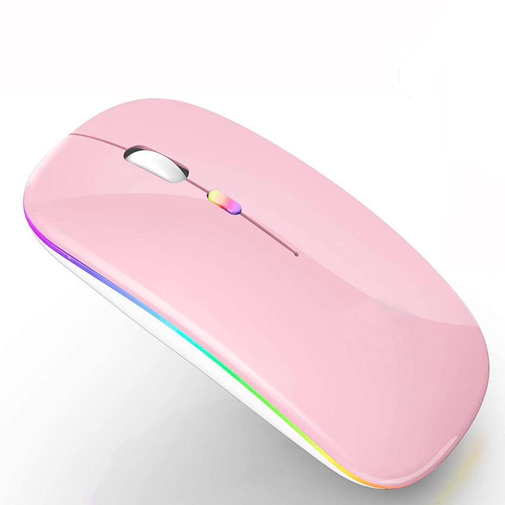 Mouse sem fio Bluetooth Rosa Ergonômico com RGB BT+2.4Ghz Ultrafino ...
