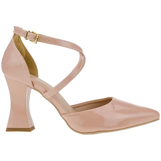 Sapato Feminino Scarpin Saia e Blusa Bico Fino Salto Taça Geométrico Shekinah Moda