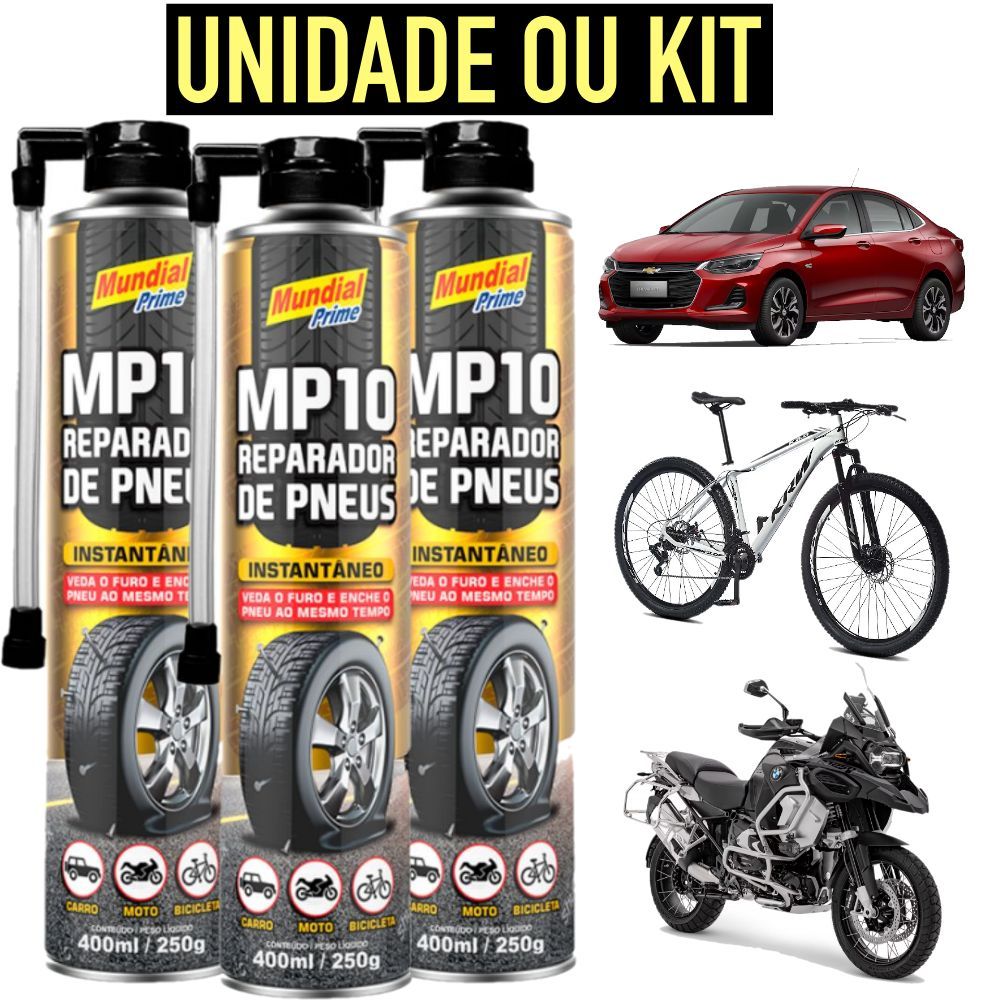 Kit Reparador de Pneus MP10 Spray Instantâneo c/ 400ml MUNDIAL PRIME ...