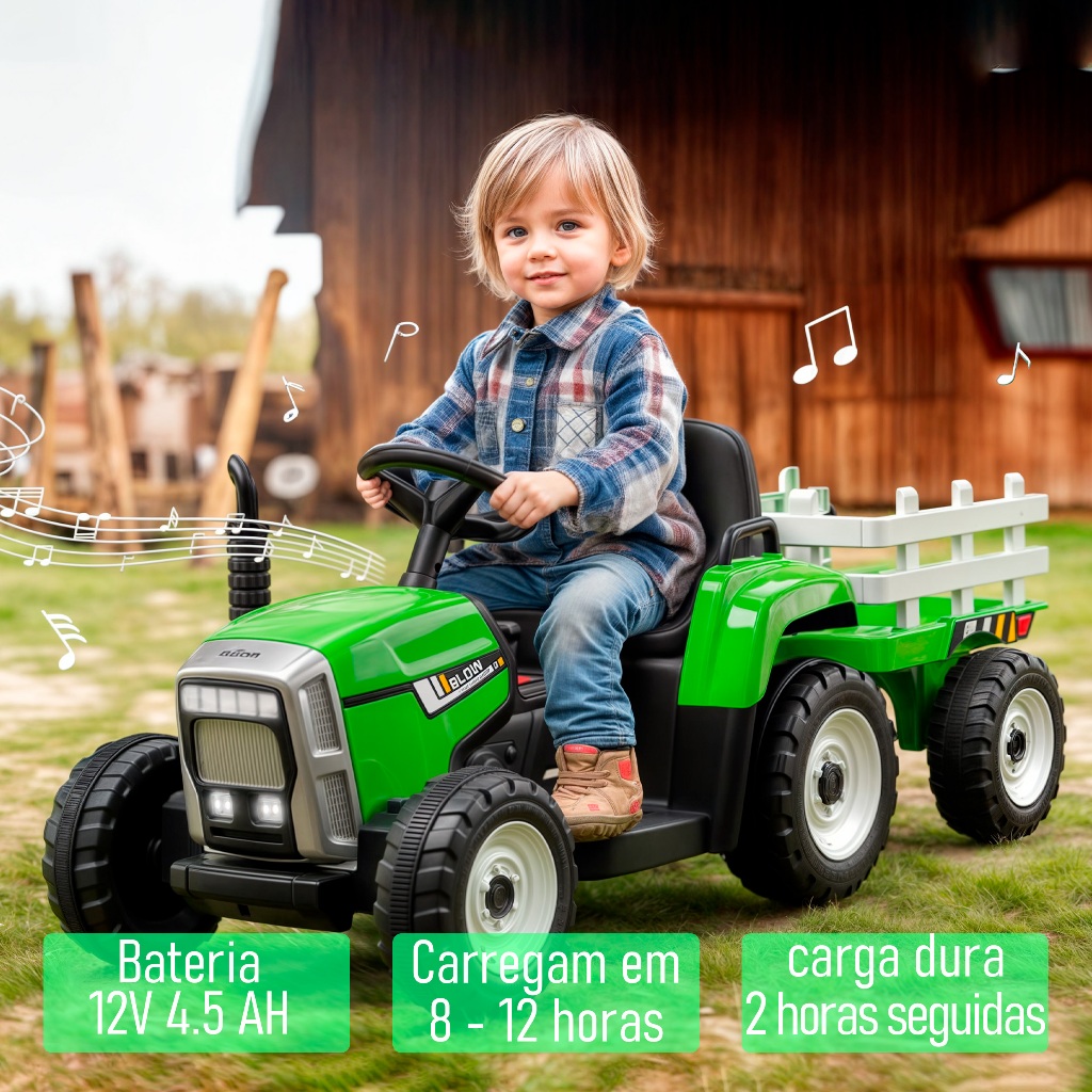 Mini Trator Infantil Eletrico 12v Tratorzinho de Brinquedo Grande ...