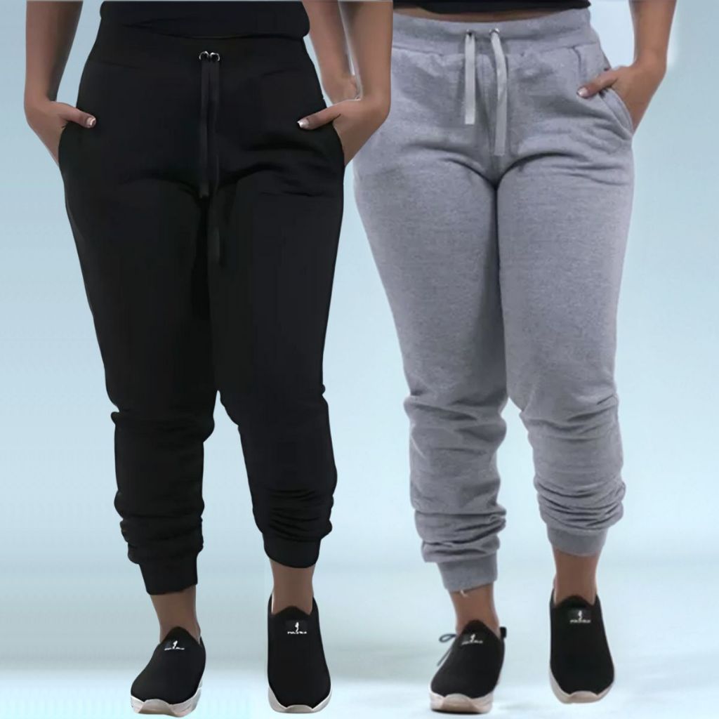 Kit 2 Calça moletom feminina flanelada com cordão e elástico na cintura ...