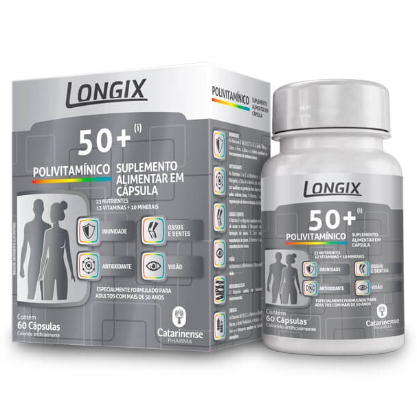 Longix 50+ Polivitamínico c/ 60 cápsulas | Shopee Brasil