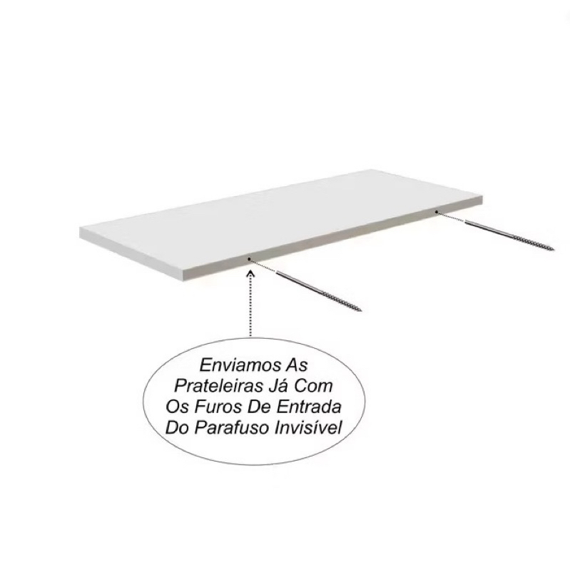 1 Prateleiras Lisa 60x20cm Suporte invisível Mdf Reta Branco De Parede Livro Organizadora Cozinha Quarto