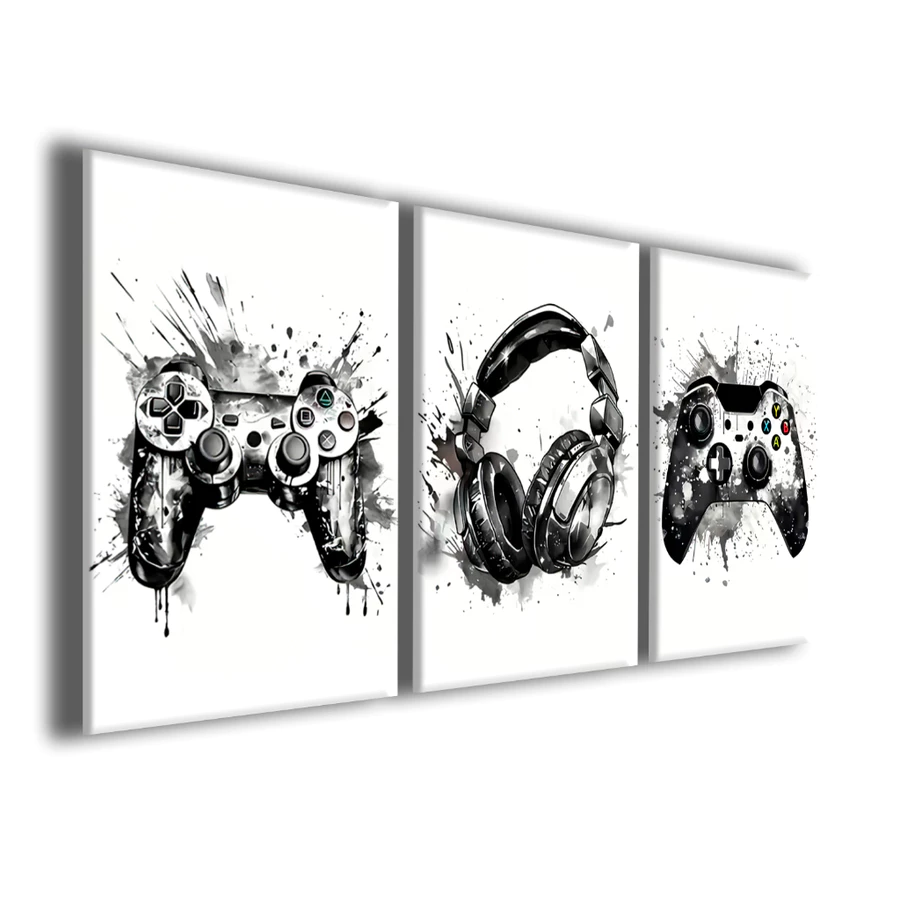 Quadro Decorativo Controle Videogame Gamer Fone Headset 122x60 Quarto