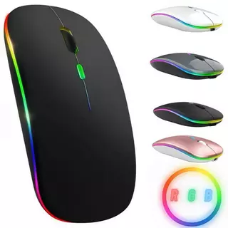Mouse Sem Fio Recarregável E-1300 Pro Com LED RGB 2.4G/Bluetooth 5.0 Portátil para Trabalho