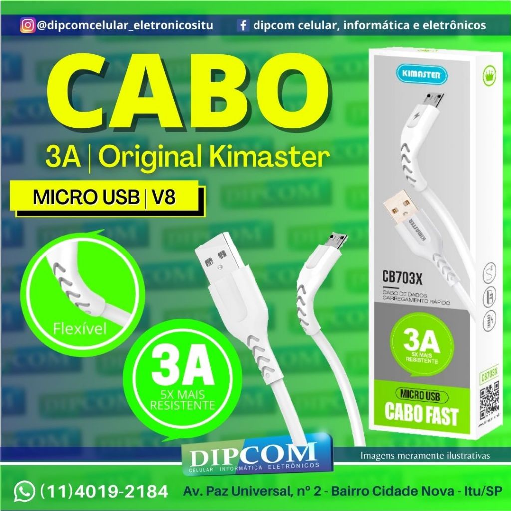 Cabo Micro USB 3A - Cabo Fast CB703X - Original Kimaster | Shopee