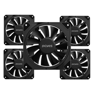 Kit 5x Cooler Fan Para PC Gabinete Sangue Frio 3 120mm 2200 RPM 60CFM Conector 4Pinos PWM Preto Pcyes