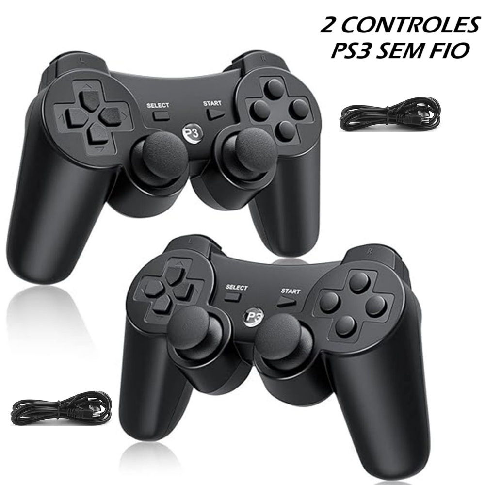 Kit Controle Ps3 Playstation 3 Dual Shock Wirelless Sem Fio Joystick