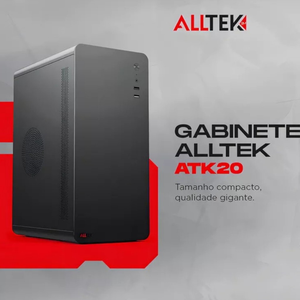 Gabinete Atx Cpu Alltek Atk20 S/ Fonte S/ Fan Porta Usb 3.0 Preta Para Escritório