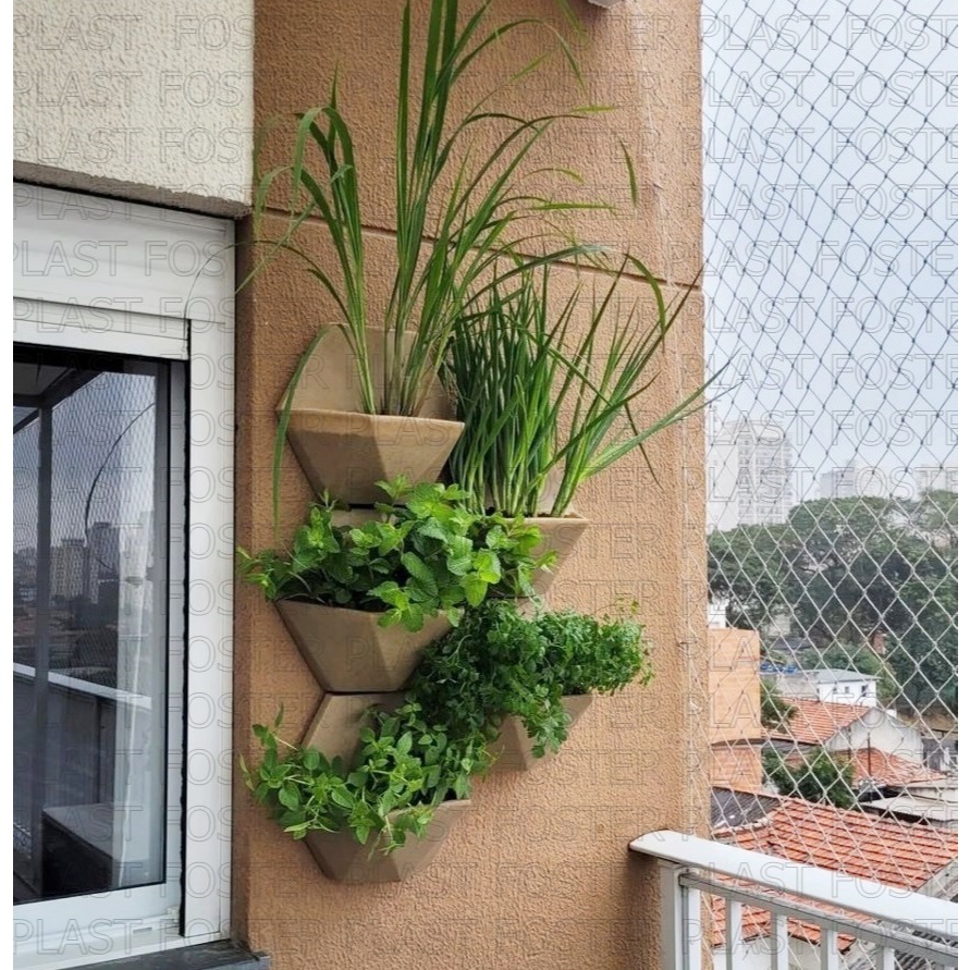 Kit 12 Vasos De Parede Sextavado 30x33 Cm Decorativo Para Plantas