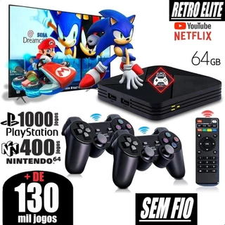 Vídeo Game Elite 130.000 Mil Jogos Clássicos 2025 Atualizado 64GB Retro + 2 Controles Usb