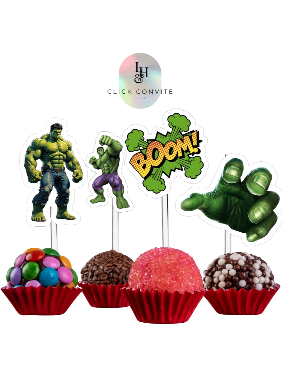 20 unidades | Tag Toppers | Docinho de Festa - Hulk | Shopee Brasil