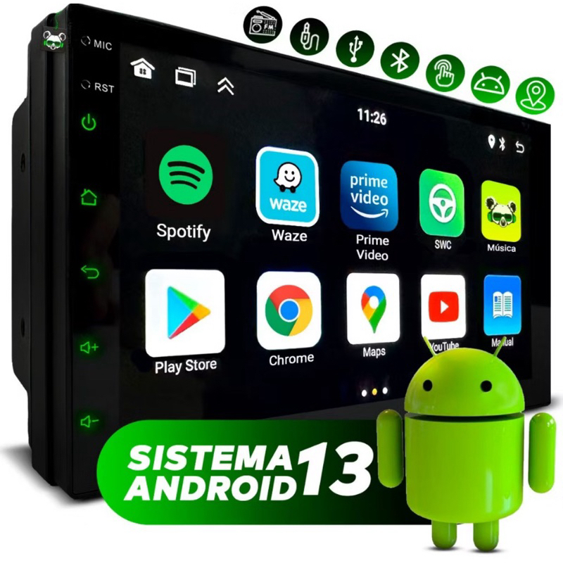Central Multimidia Android Auto Carplay Gps Wifi 7 Pol Mp5 Universal ...