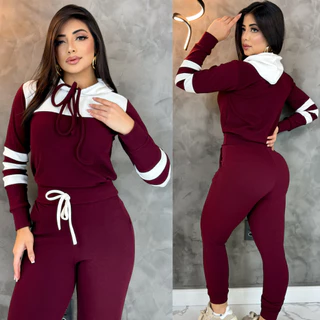 Conjunto Feminino Com Capuz Agasalho Inverno Look Para o Frio em Oferta na Shopee