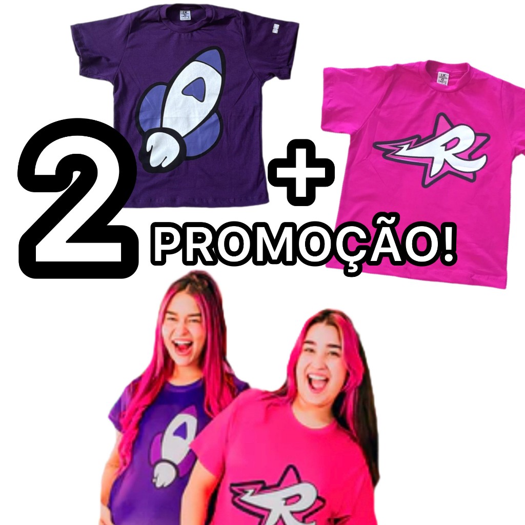 KIT 2 Camisetas Emilly Vick Katlen Promoção 100% Algodão Os Rosa Youtouber Presente Envio Rápido