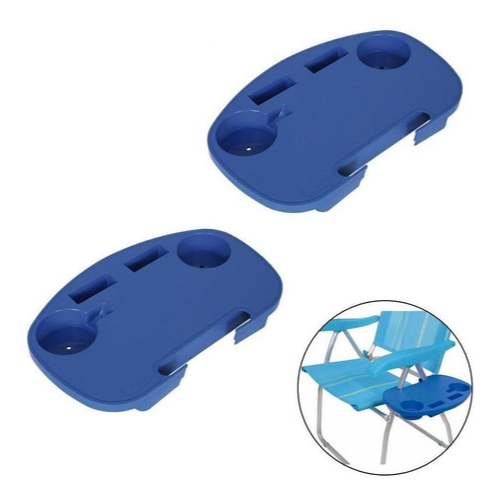 Mesa Portatil Para Cadeira De Praia Mesinha Suporte Copo Cor Azul