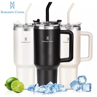 ROMANTIC CROWN Copo Térmico Inox Portátil 1200ml/1.2L Garrafa Térmica Inoxidável com Tampa e Canudo
