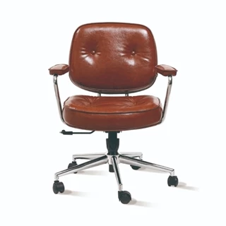 【Daksan】Cadeira Giratória de Escritório em três cores de couro vintage Design confortável