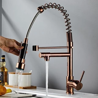 Torneira De Cozinha Gourmet Alça Única Com Extensor De Ouro Rosa Yesop