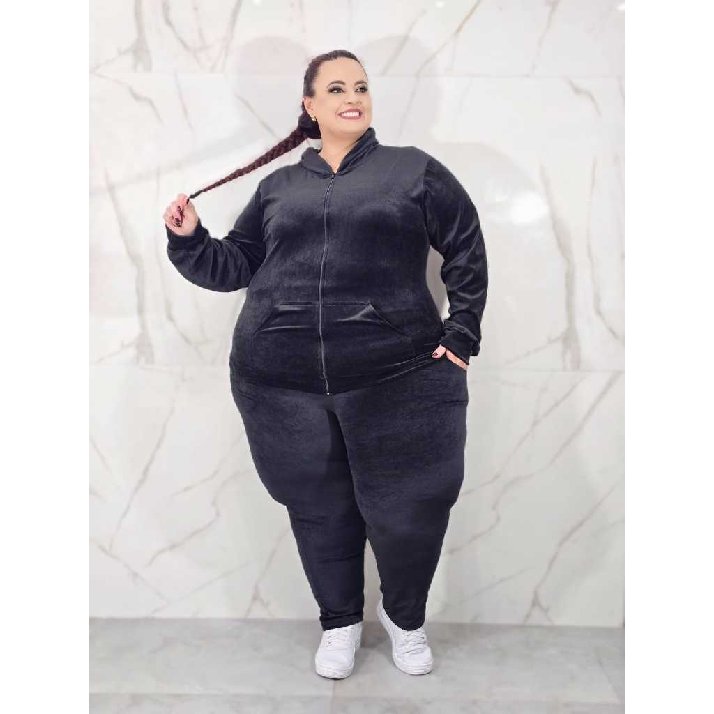Conjunto Plush Plus Size Moda Outono Inverno Tamanho Grande | Shopee Brasil