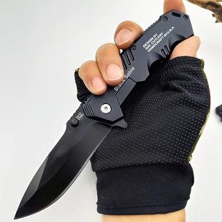 Canivete Tático Aço Preto Faca Retrátil Multiuso Para Pesca Camping Sobrevivência
