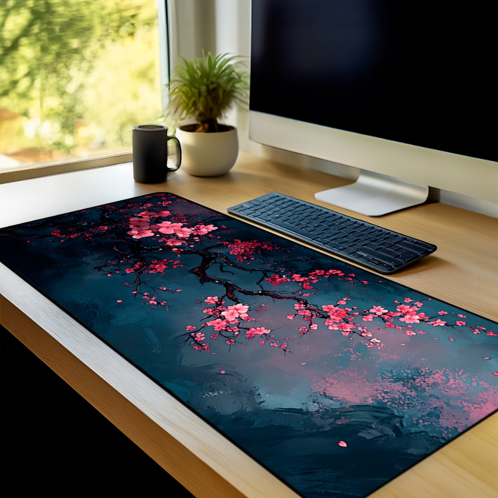 Mouse Pad Gamer Flores Asiaticas Antiderrapante Grande 70x35 80x35 90x40 90x50 cm Jogos Anime Borda Costurada m2215