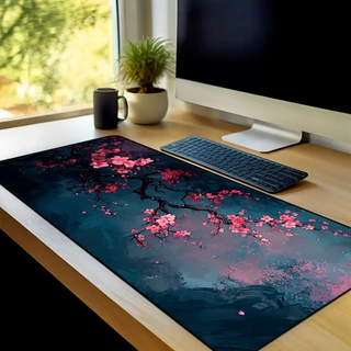 Mouse Pad Gamer Flores Asiaticas Antiderrapante Grande 70x35 80x35 90x40 90x50 cm Jogos Anime Borda Costurada m2215