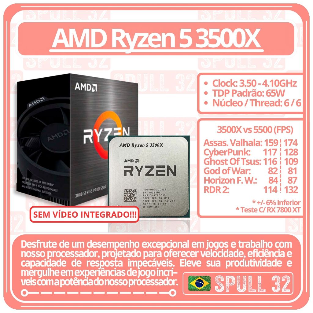 Kit Upgrade Gamer AMD Ryzen 5 3500X RAM 32GB SSD M2 1TB B450 W11
