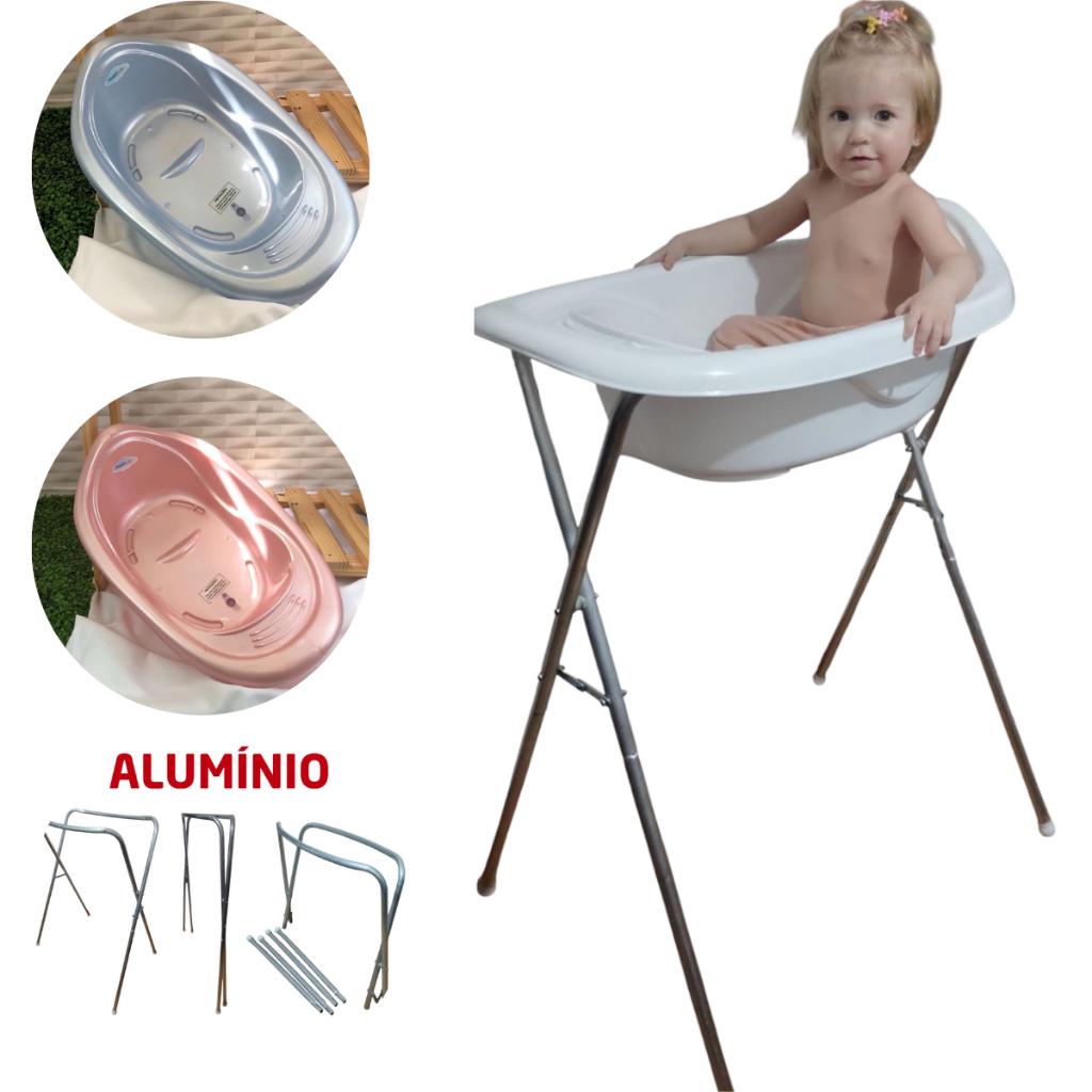 BANHEIRA DE BEBÊ COM SUPORTE EM ALUMINIO E REFORÇADA E NÃO ENFERRUJA ...