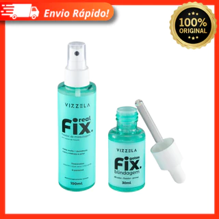 Kit Linha Fix - Gotas Fix + Spray Real Fix - Vizzela 100% Original Fixador de Maquiagem
