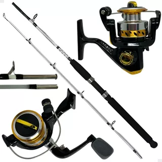 Kit Pesca 15 Kg Vara Fibra de Vidro Maciça 1,65m + Molinete 3000 Alumínio