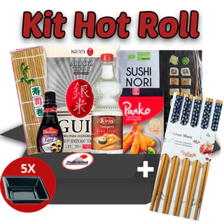 Kit Sushi HotRoll 9 itens Arroz Grão Curto, Panko200g, Esteira, Alga10fls, Molho tarê , TemperoAzuma