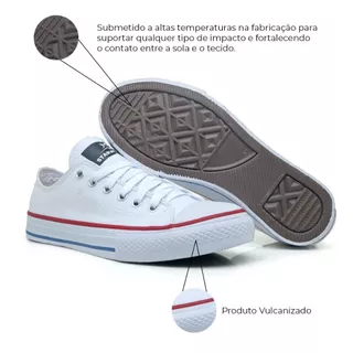 Tênis Lona Cano Baixo Unissex Casual Starworld Estilo All White Confortável Preto Branco Marca Star World