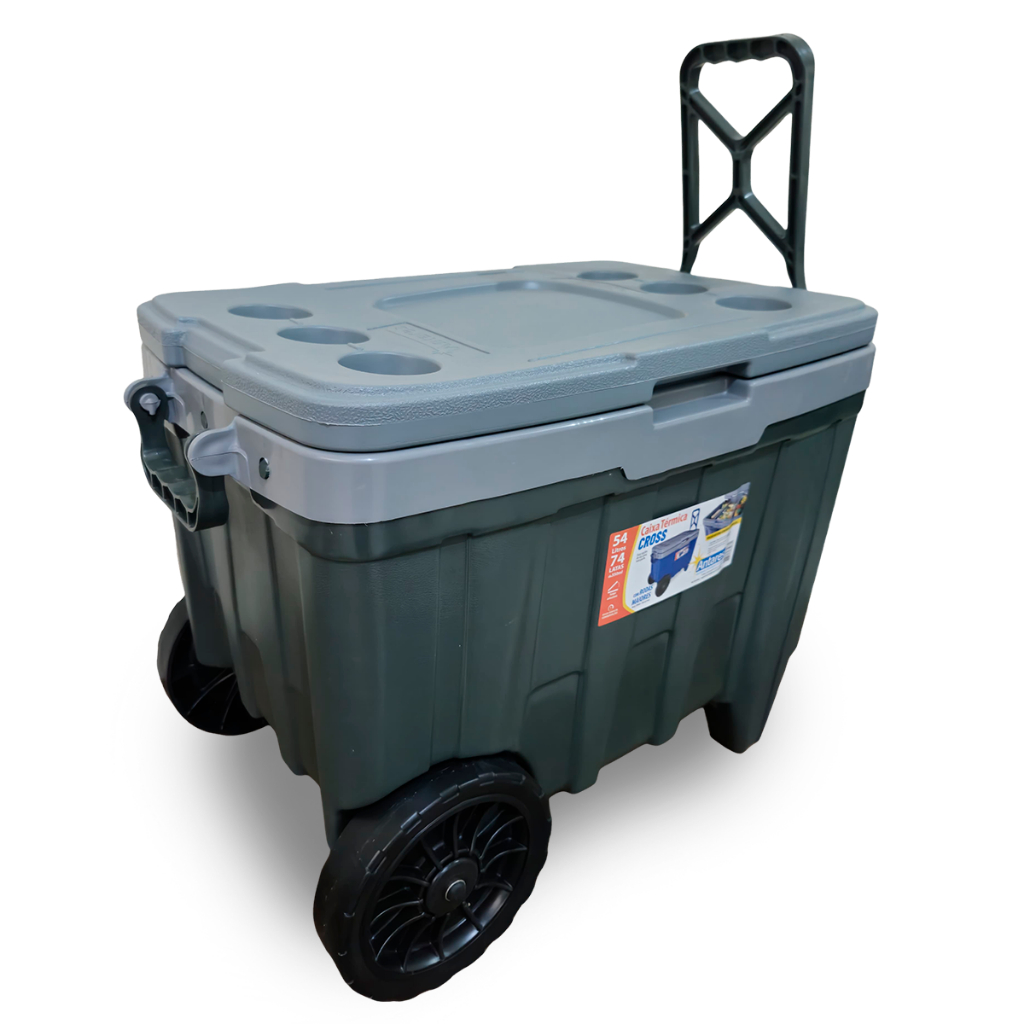 Caixa Térmica Grande Super Cooler 54Lt 74 Latas Com Rodas Grandes ...