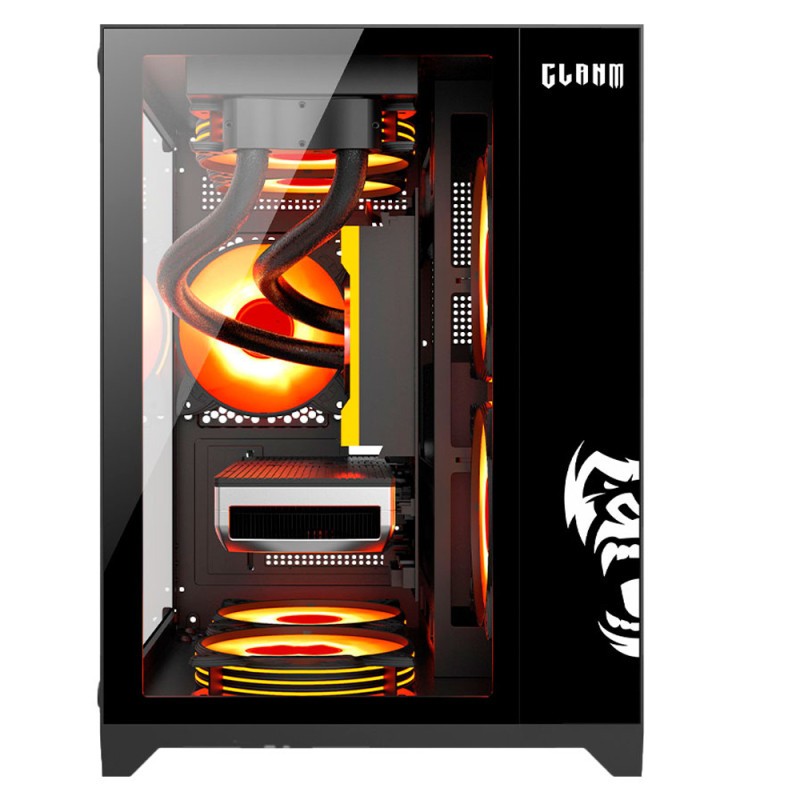 GABINETE GAMER NIGHT PRETO GRODD | LATERAL DE VIDRO - AQUÁRIO - CLANM