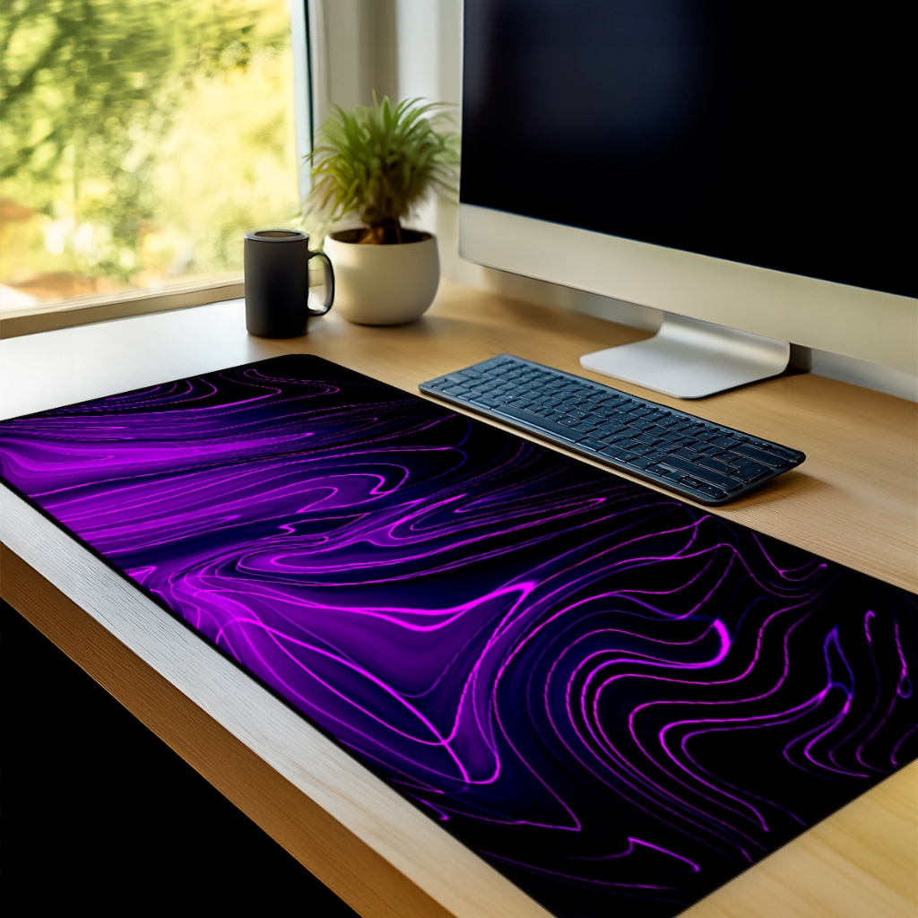 Mouse Pad Gamer Purple Antiderrapante Grande 70x35 80x35 90x40 90x50 cm Borda Costurada