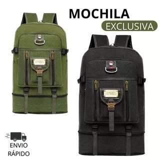 Mochila Lona 2 em 1 Com Compartimento Expansível Reforçada Camping Trabalho Trilha Faculdade