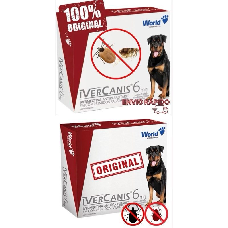 Kit C/2 Caixas de Remédio Carrapato Pulgas Para Ivercanis 6mg Cachorro ...