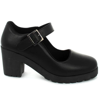 Sapato Feminino Estilo Mary Jane Salto Tratorado Moda Inverno Grunge Chucky Oxford Ref: 176